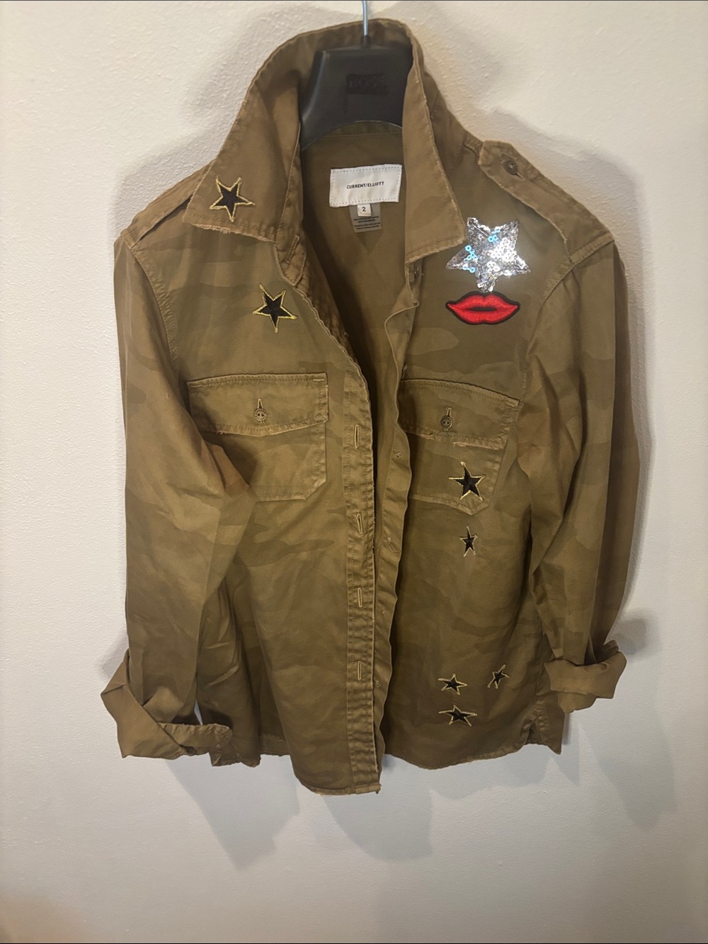 Womens Embellished Utility Jacket - camo - Unknown Brand